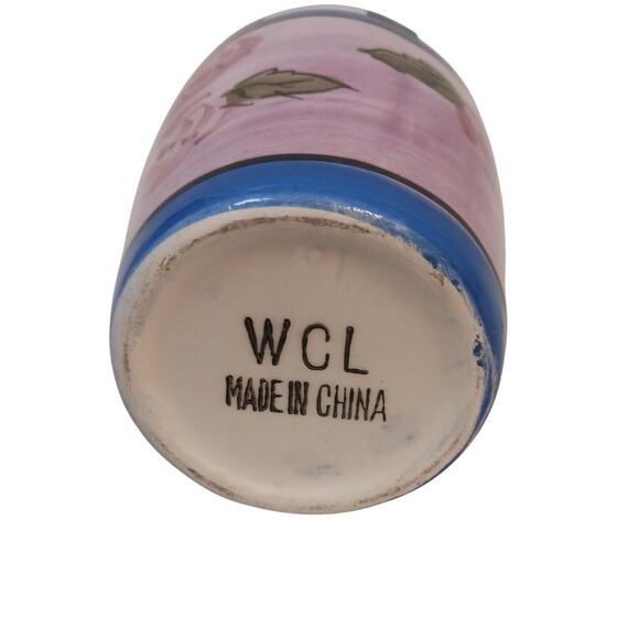 WCL Flower Bud Vase Colorful ROSE Pattern Whimsical  Flowers Striped CIRCUS Vntg - Picture 6 of 14